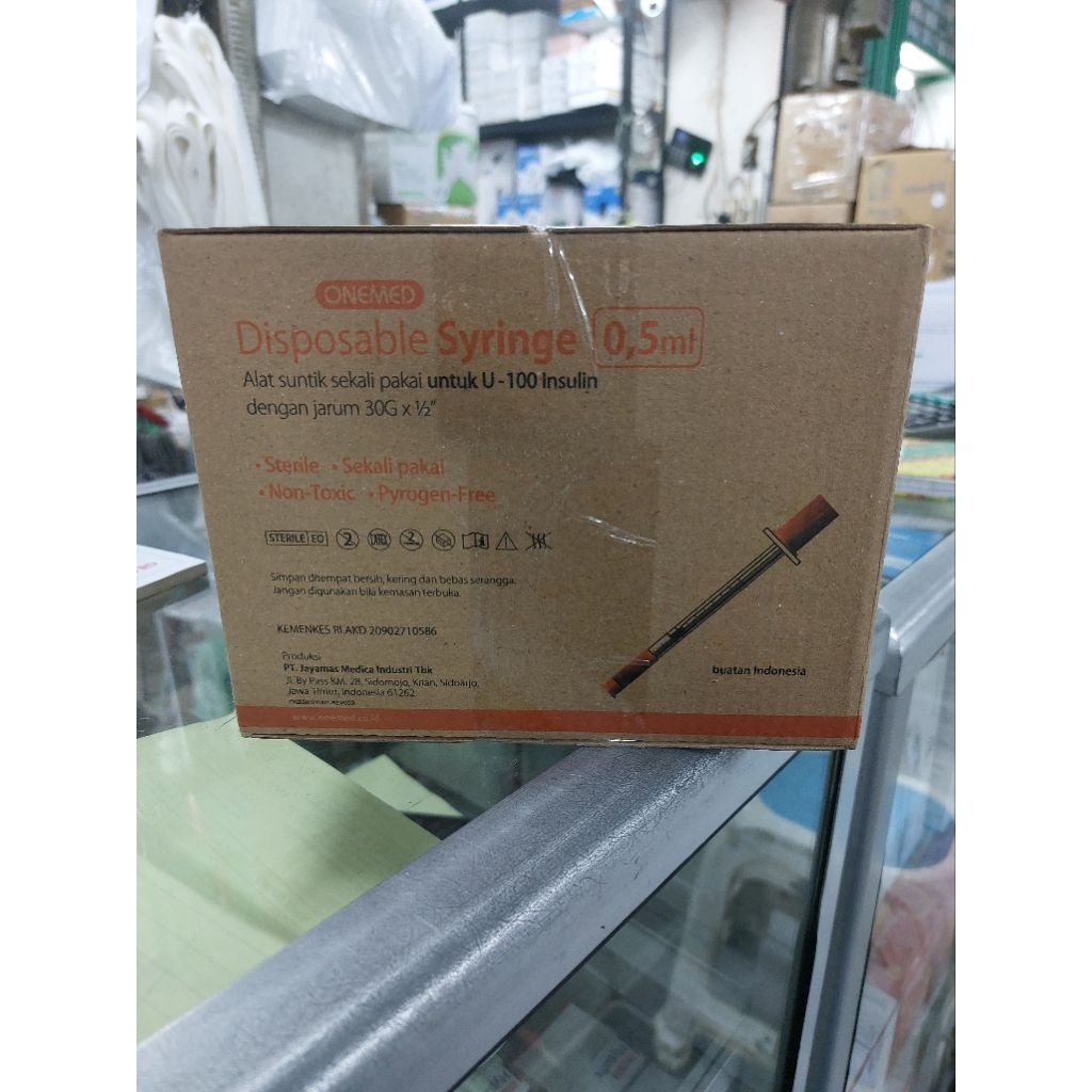 Disposable syiringe onemed 0,5ml U - 100 insulin 30G x 1/2" box 100 pcs