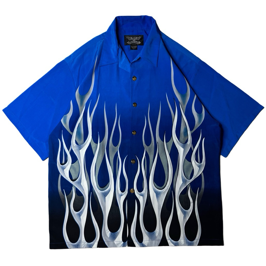 KEMEJA OVERSIZE CHROME EAGLE OPEN COLLAR - KEMEJA HIP HOP - KEMEJA AOP - KEMEJA FLAME Y2K