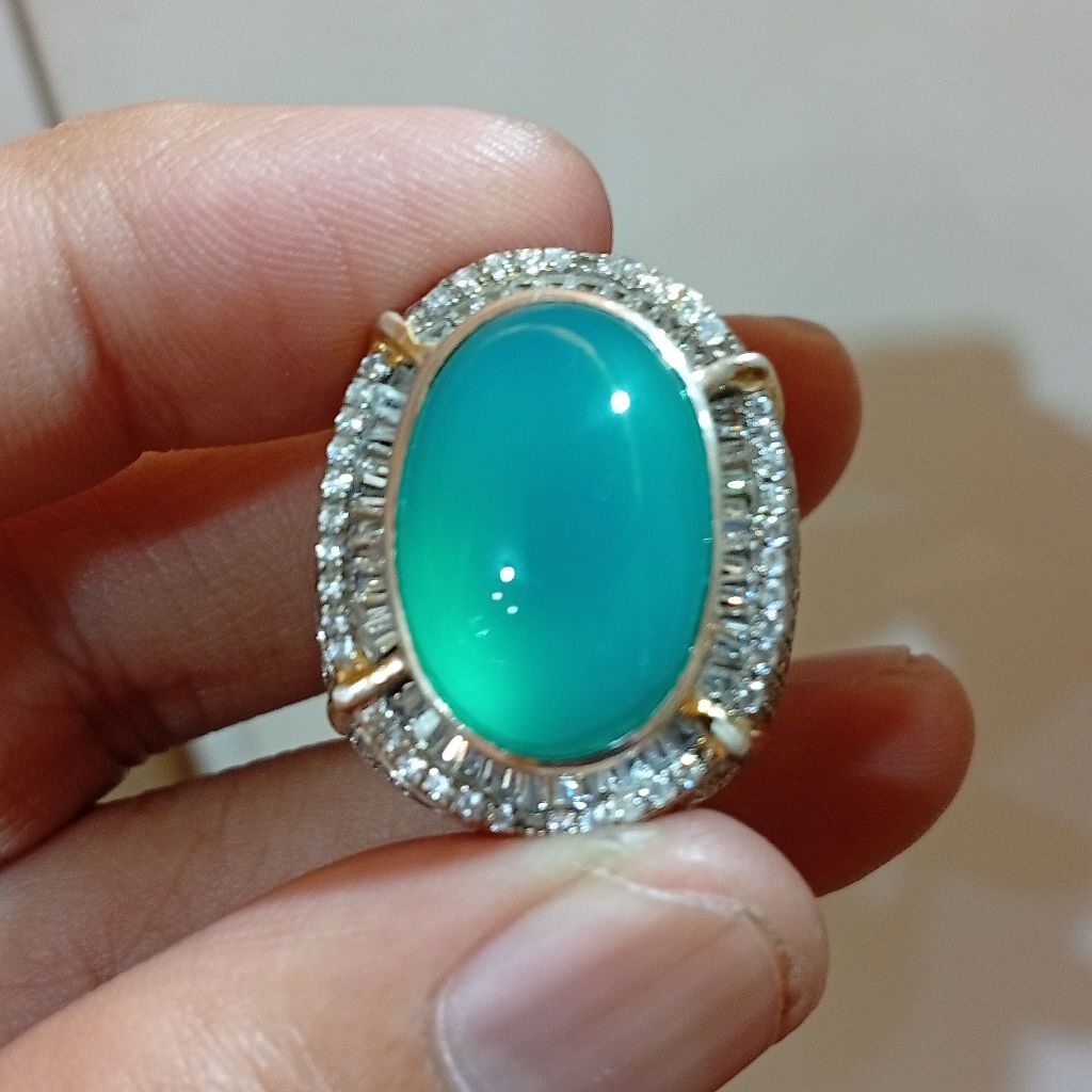 Batu Bacan Top Super dim 19 ring perak Handmade microsetting