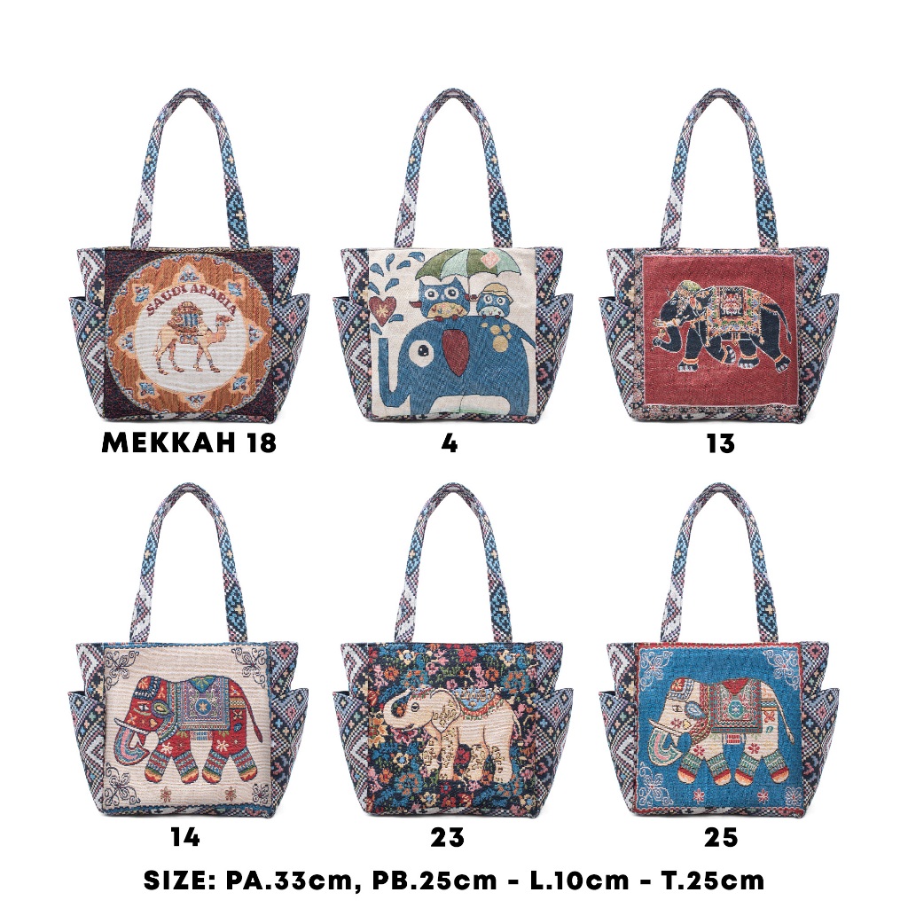 Tas Wanita Madina Motif Arab Tote Bag Fashion Tas Bahu Wanita Motif Timur Tengah Elegant Dengan Zipp