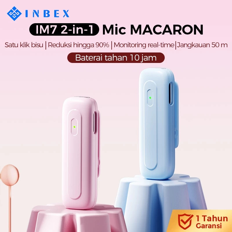 INBEX IM7 Microphone  Mic Wireless Bluetooth Clip on Karaoke  Untuk TikTok YouTube Facebook Live