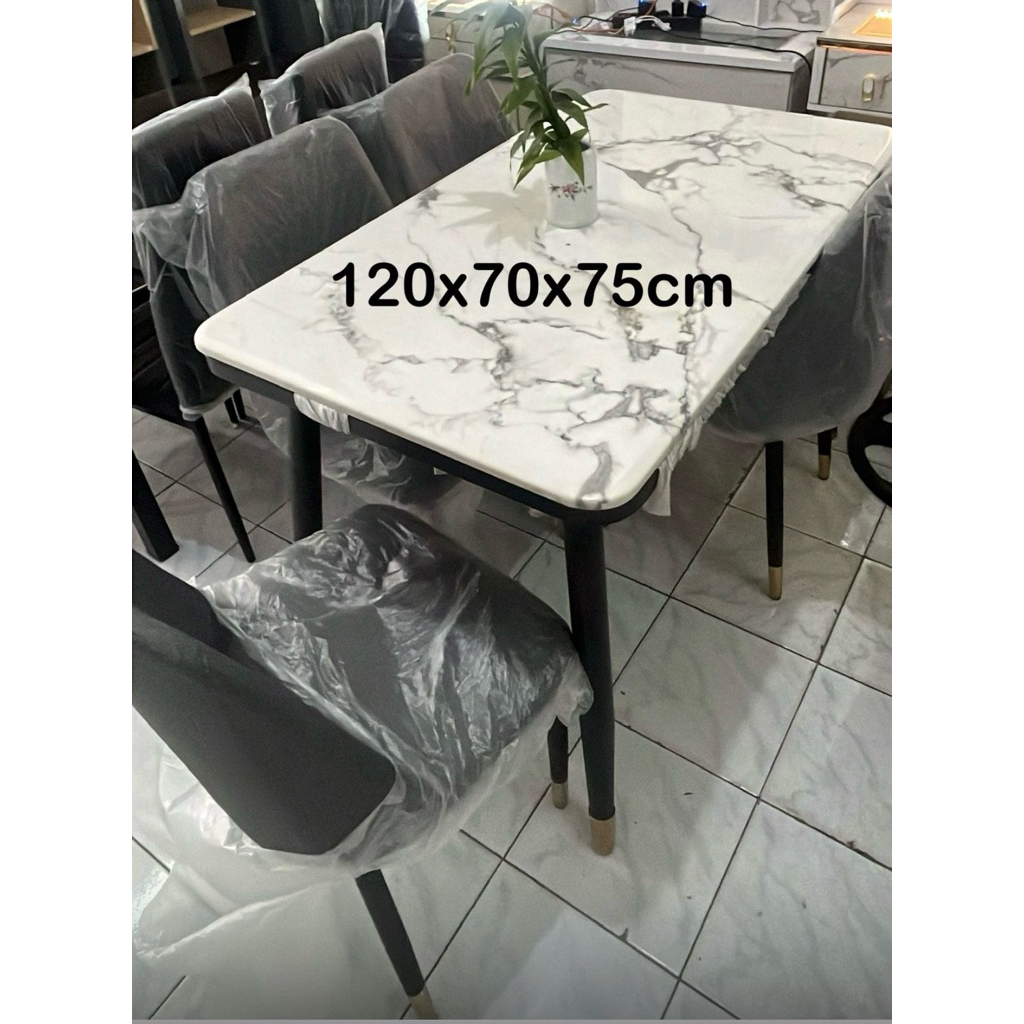 Meja Makan Marmer + Kursi, Meja Makan Besi, Meja Makan Minimalis
