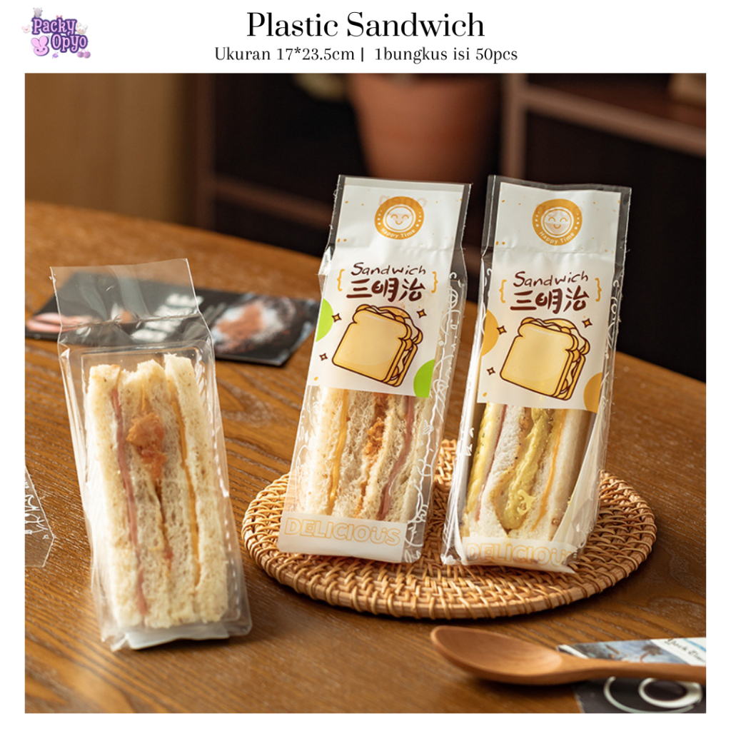 Plastik Sandwich Roti Lapis Packaging Kertas Bungkus Bento Food Grade Bento Bekal Anak PY