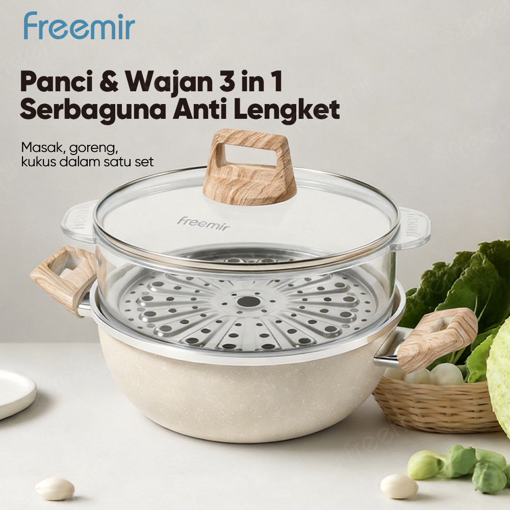 Panci Wajan Serbaguna Granit Anti Lengket 24cm untuk Kompor Induksi