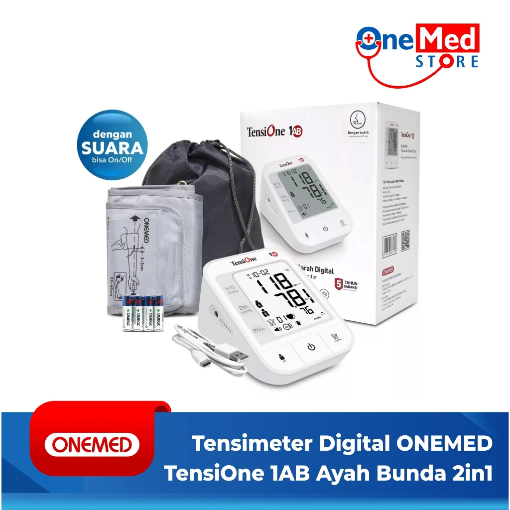TensiOne 1AB Onemed - Tensimeter Digital Dengan Suara dan Layar LCD Besar