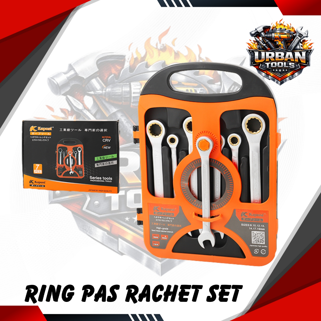 Kapusi Kunci Ringpas Rachet Kuningan 1 Set 8-19 MM K-7732