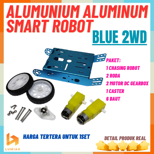 Blue 2WD Aluminum Smart Robot Car Chassis Kit DIY