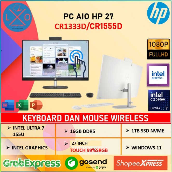 PC HP AIO 27 TOUCH cr1555d-cr1333d Intel Core Ultra 7-155U 16GB 1TB SSD Intel Graphics 27  FHD IPS T