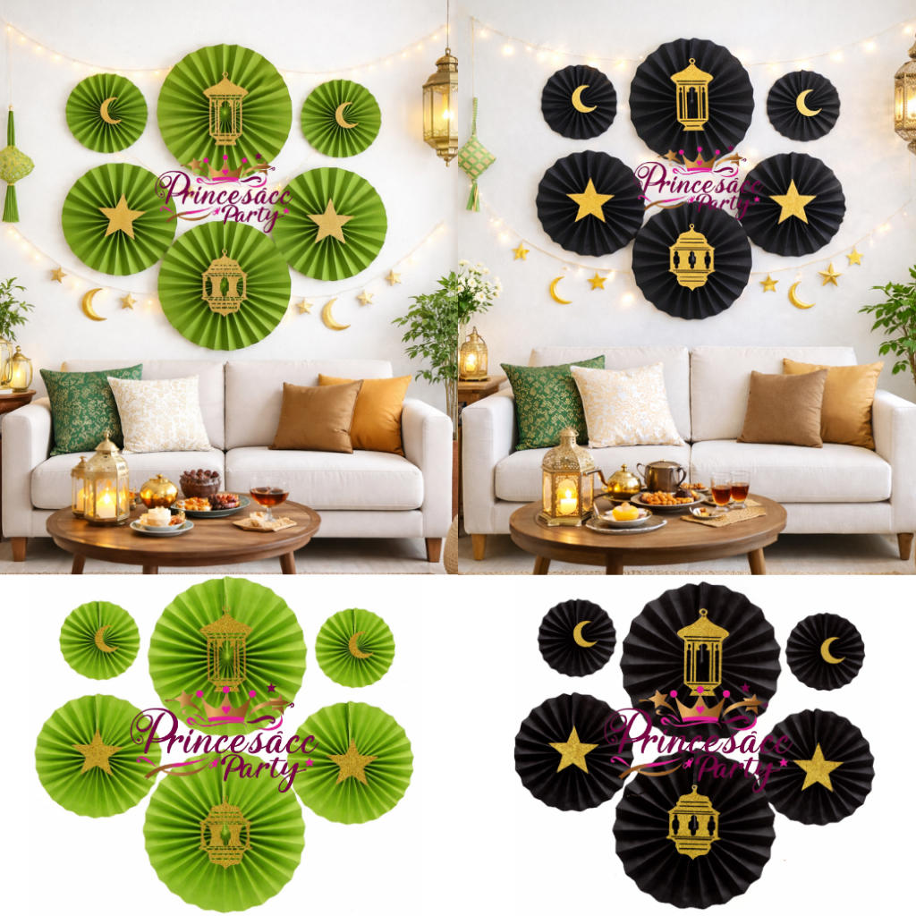 Paperfan Ramadhan Hijau / Dekorasi Ramadhan /Hiasan Ramadhan Gantung