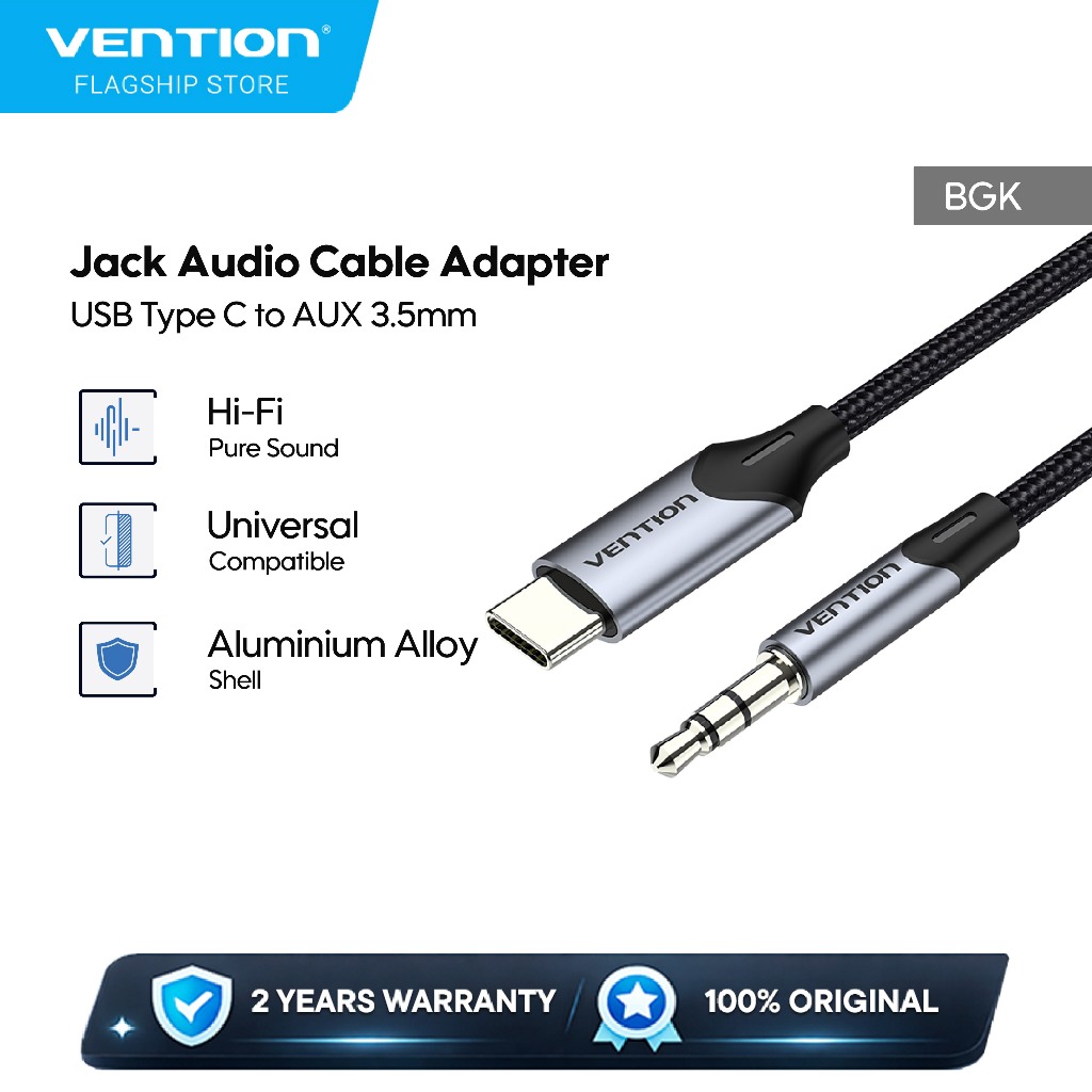 Vention Kabel USB Type C to AUX 3.5mm Jack Audio Adapter - BGK