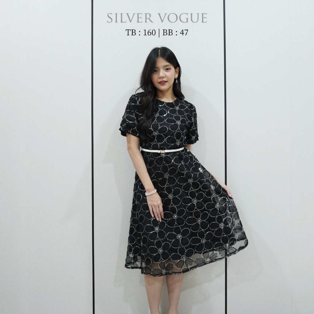 SV 6005 - Livien Dress | Silvervogue | Gaun Tile Lace Pakaian Kasual Wanita