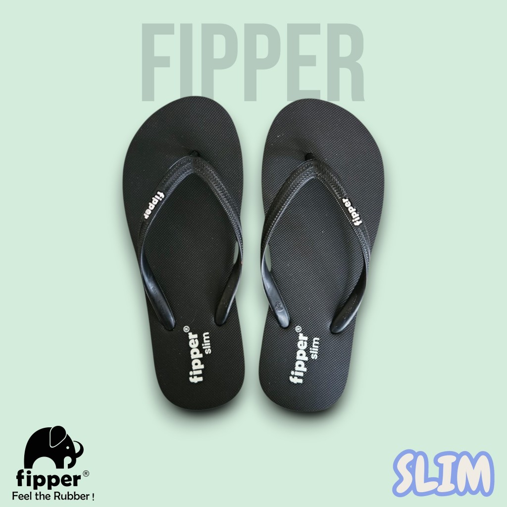 FIPPER - SLIM Black / Black - Sandal Jepit Wanita