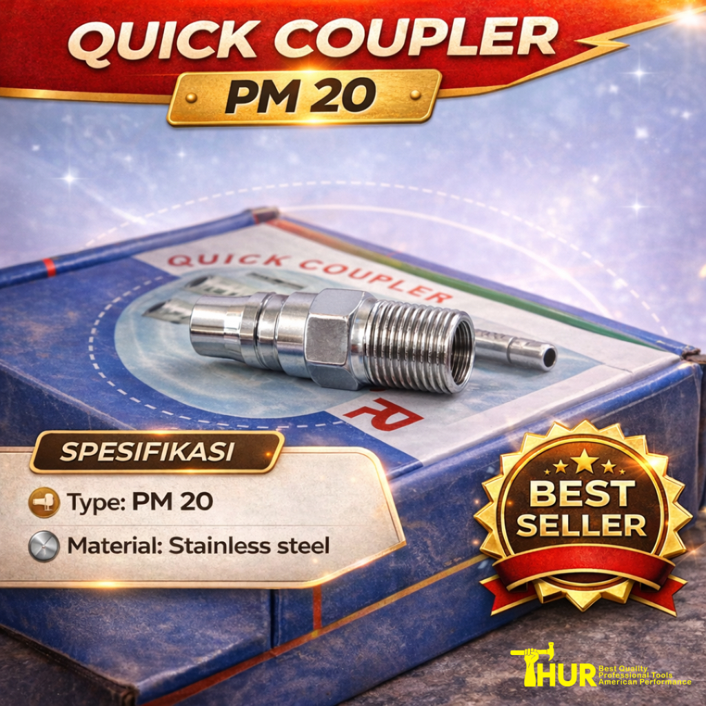 THUR TOOLS Quick Coupler Compressor PM-20 Sambungan Selang Kompresor PM20 PM 20 Nepel Coupling Sambu