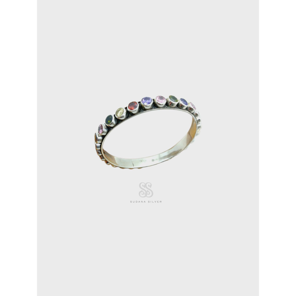 Gelang Perak Permata Mix Silver 925 Handmade Bali Elegant