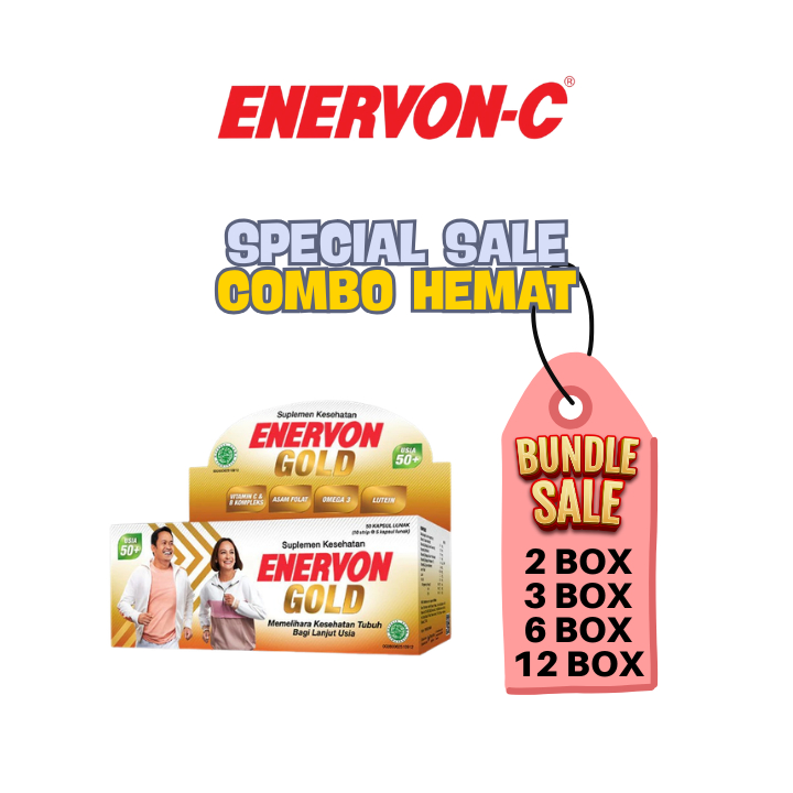 ENERVON-C BUNDLE SALE  GOLD MULTIVITAMIN  (1 BOX) Omega 3 / LUTEIN / VITAMIN-C / ASAM FOLAT / ENERVO