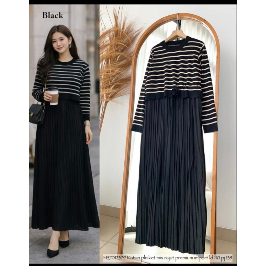 Real pic ORIGINAL dan TERMURAH MIDI Dress set Outer rajut PREMIUM Butik / 2in1 set Dress + Outer Jum