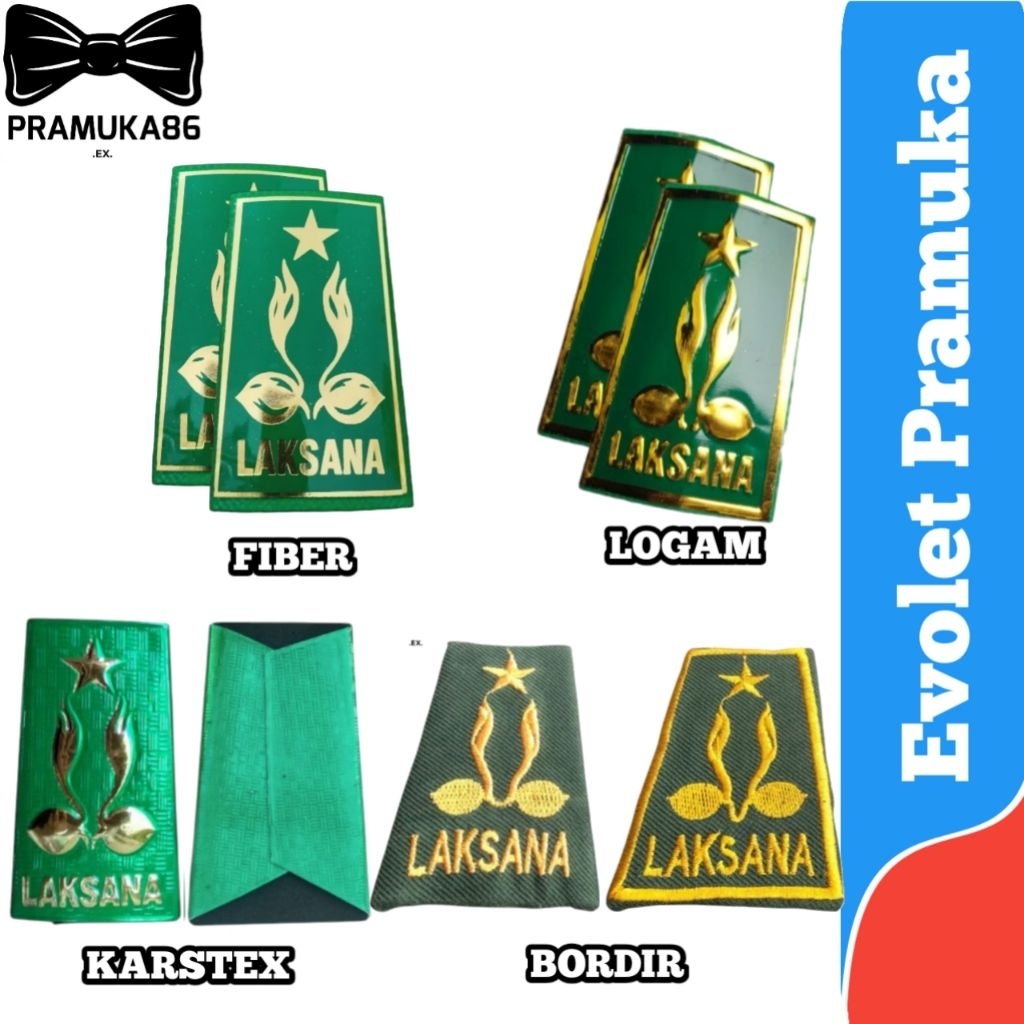 Sepasang Evolet Tku Pramuka Laksana Bordir / Evolet Laksana Fiber / Evolet Laksana Logam / Evolet La