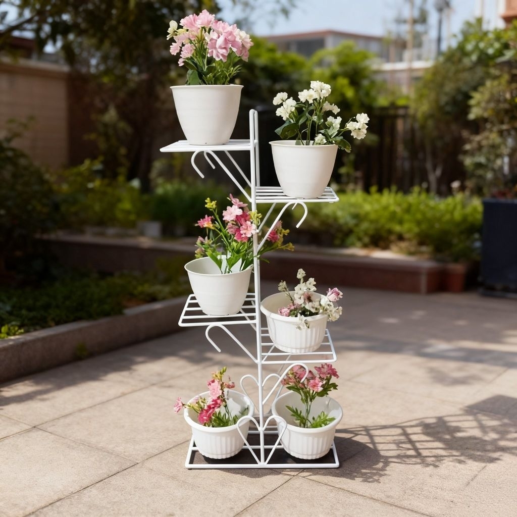 Rak Bunga Besi 6 Susun - Anti Karat, Tahan Panas, Serbaguna