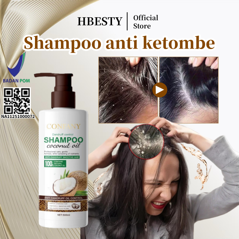 HBESTY Sampo anti gatal and ketombe Shampoo anti ketombe Penghilang ketombe Shampoo Kelapa Anti Keto