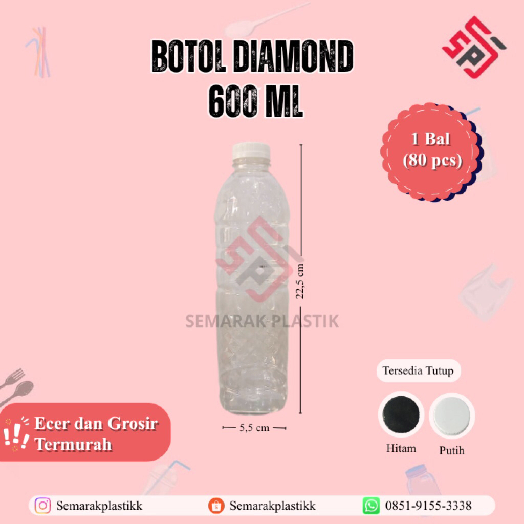 Botol Diamond 600 ml (harga 1 pc)