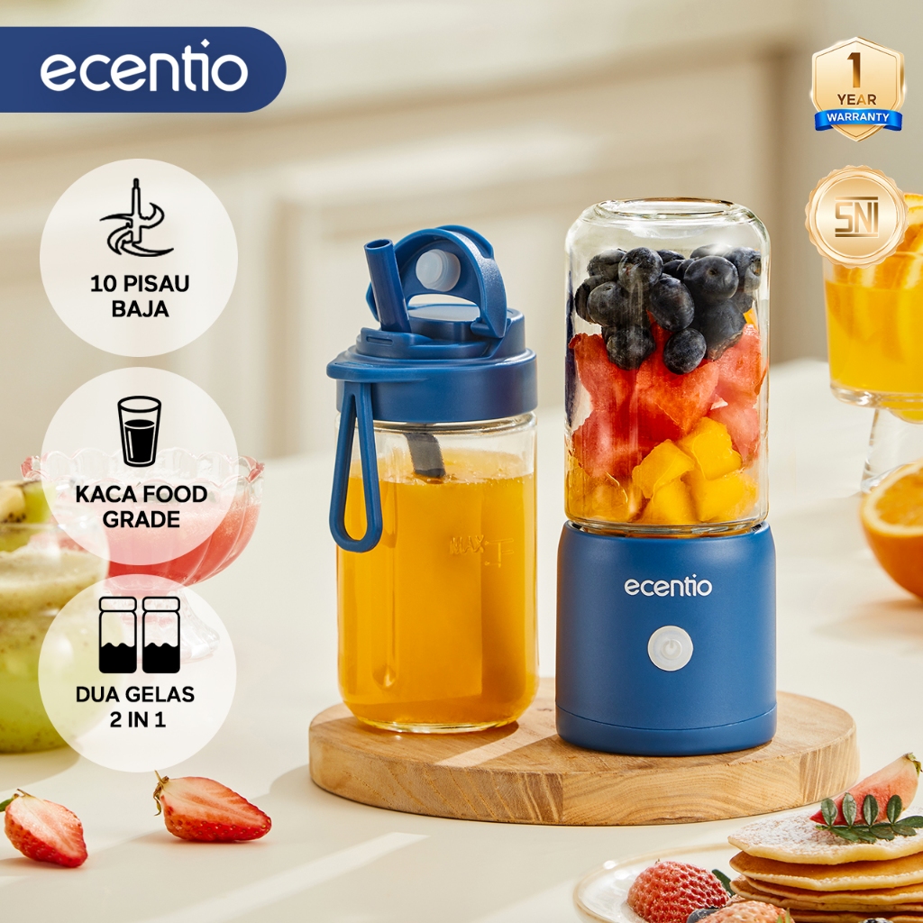 ecentio blender portable kapsul Kaca Gelas juicer buah tanpa ampas 10 blender jus buah hand blender