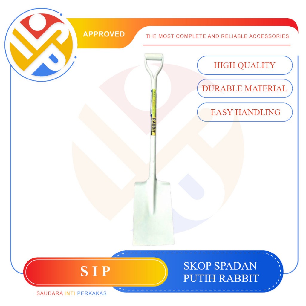 Sekop Spadan Putih Rabbit Multifungsi untuk Kebun, Rumah, dan Gudang