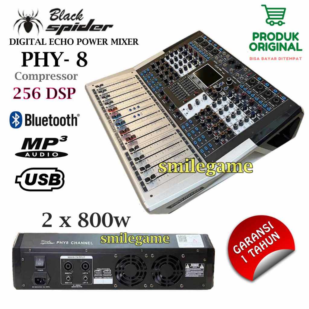 Power Mixer Audio Black Spider PHY-8 New Mixer Power 8 Channel phy8 blackspider 256dsp & Compressor