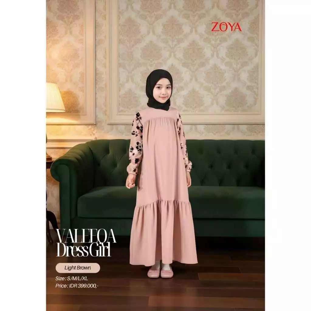 Zoya Valeeqa Dress Girl - Gamis Muslimah Anak Perempuan - Bahan Polly Cotton zoya baltos