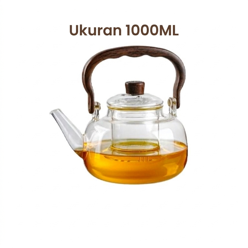 Teko Kaca Tahan Panas Teapot Kaca Saringan Rempah Pitcher Teh Chinese Teapot Ceret Masak Kopi Sasko