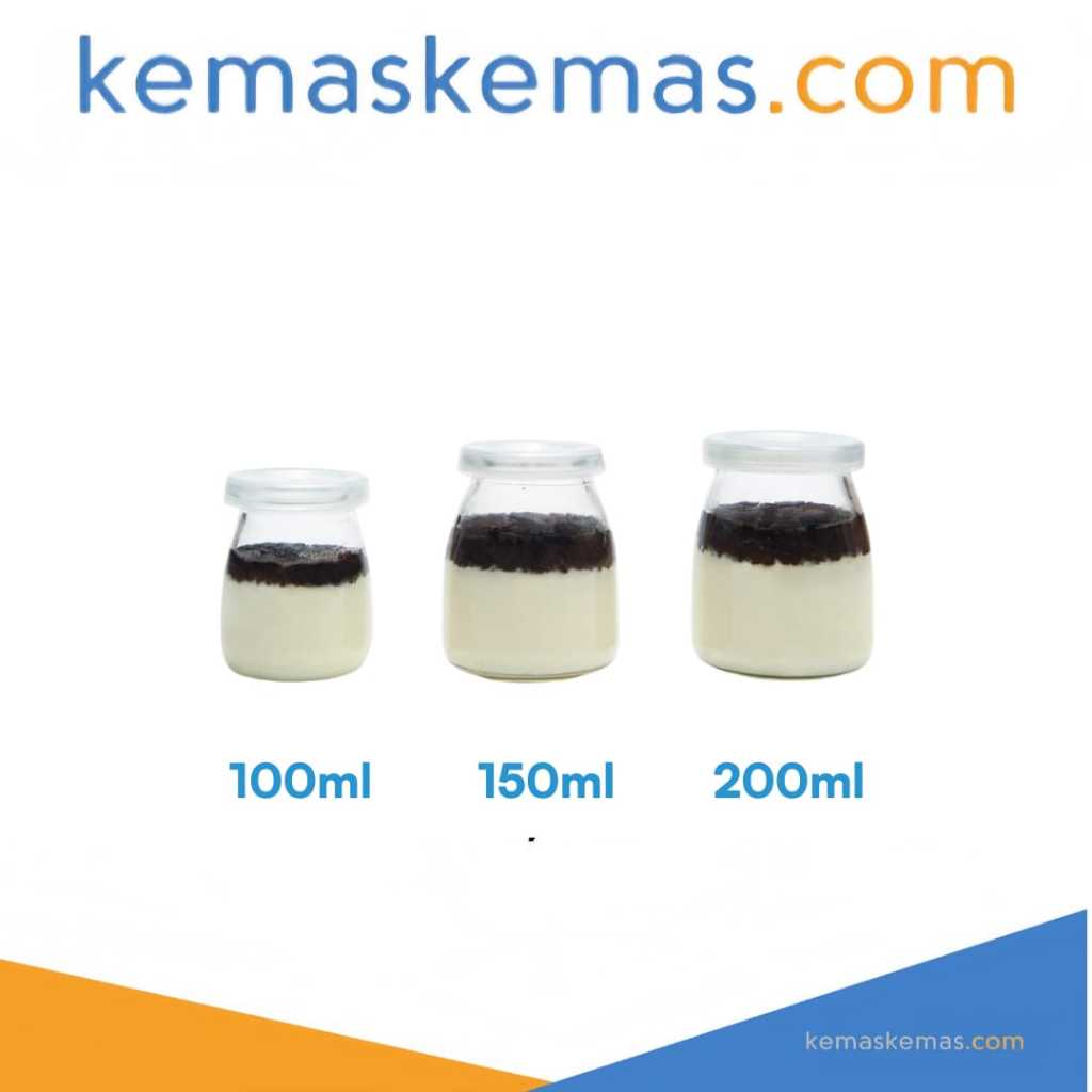 150ml Botol Jar Kaca Puding / Toples Kaca Selai / Madu / Susu + Tutup plastik lid