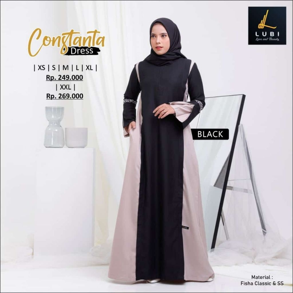 lubi constanta dress black gamis hitam