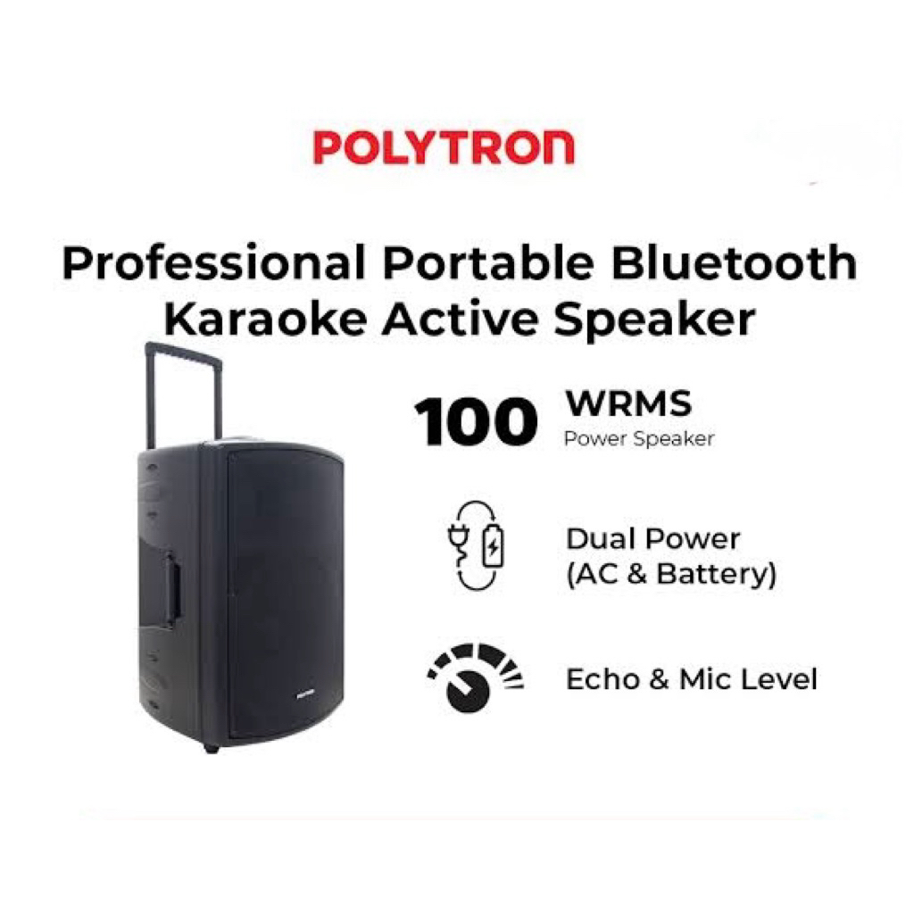 Speaker Trolley Polytron portable Pas Pro 12 pro12 12” 2 mic Pas Pro12F3 / 12f3 MEDAN