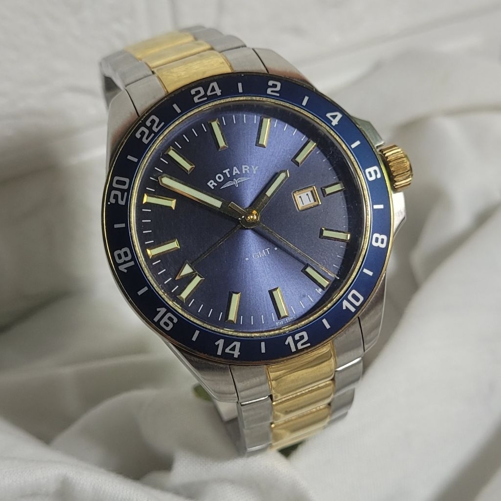 (LIKE NEW) ROTARY GMT ORIGINAL - Jam Tangan Pria Original Second Mulus Fullset