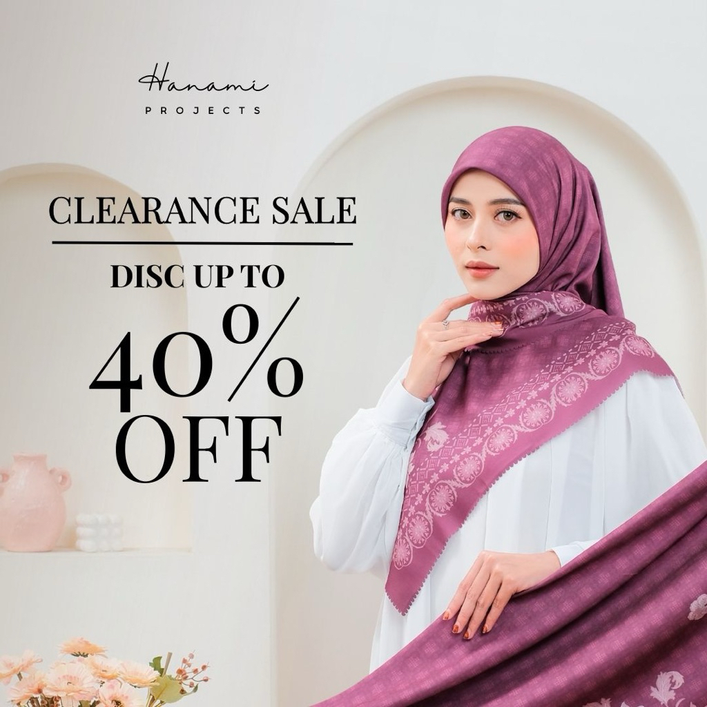CLEARANCE SALE - Hijab Motif Printing Square Basic Syari Jumbo Segi Empat Voal Premium