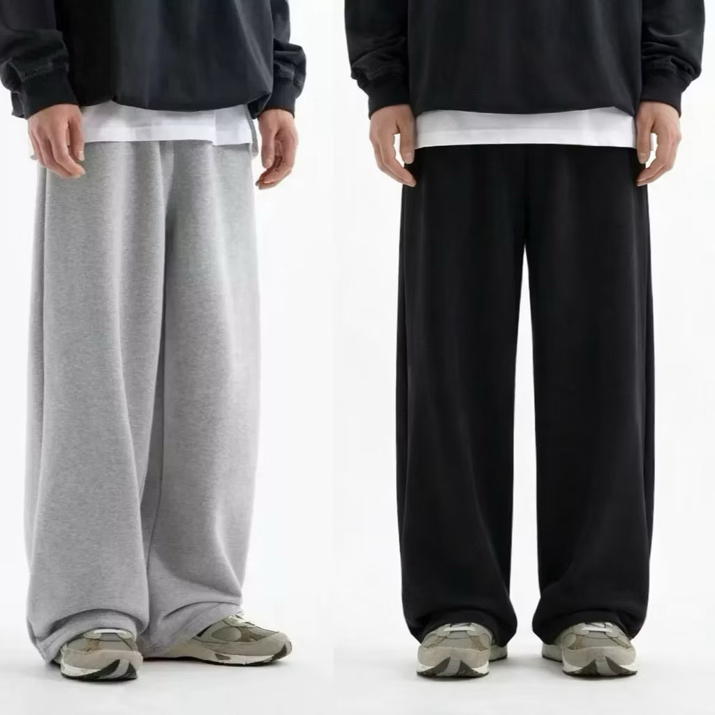 Sweatpants Jogger Loose Pants Highwaist Korea Style For Unisex Wanita Dan Wanita Casual Bahan Fleece