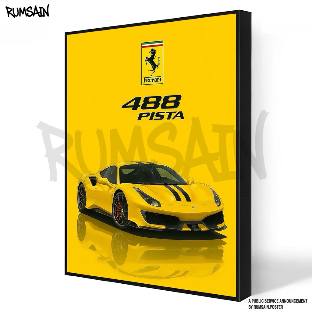 Rumsain poster - Ferrari - home decor - cetak foto - cetak poster - Bingkai minimalis - poster dindi