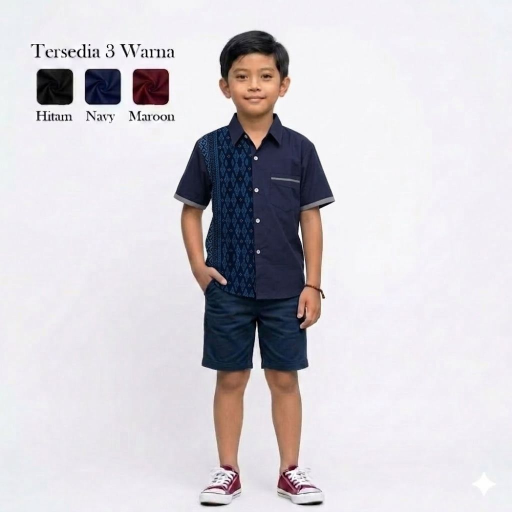 Angela Batik Batak | Kemeja Batik Anak Special Edition | Batik Anak Premium Motif Karo & Ulos