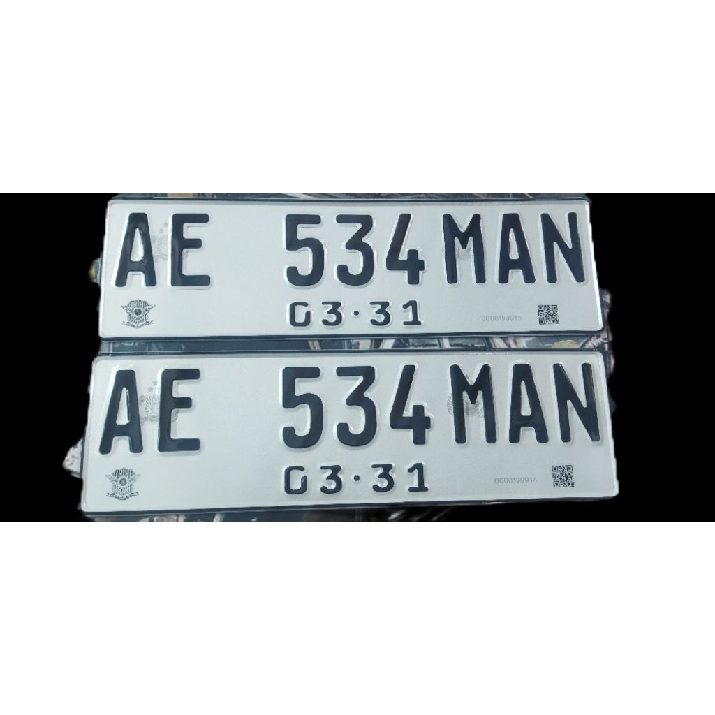PLAT NOMOR MOBIL REFLEKTIF PUTIH BARCODE