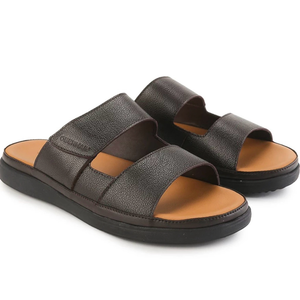 Sandal Slide Pria Obermain Original - Leather - Evmat