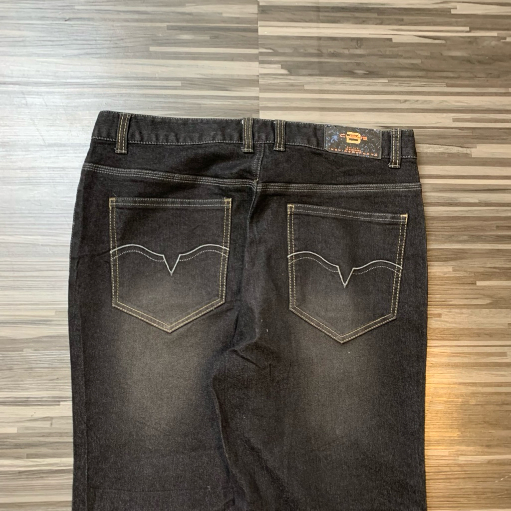 celana panjang denim pants black washed stretch Bang bang second original