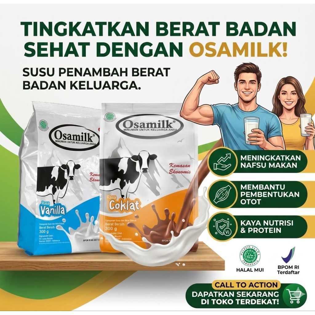 OSAMILK (TERLARIS) STOK SELALU TERBARU - susu osamilk - susu penggemuk badan - osamilk - susu gemuk 