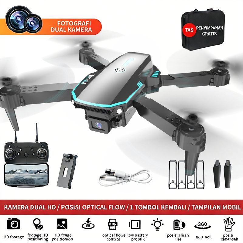 Drone kamera jarak jauh drone mainan anak Ultra HD Kamera Foldable Drone  E88pro 4K