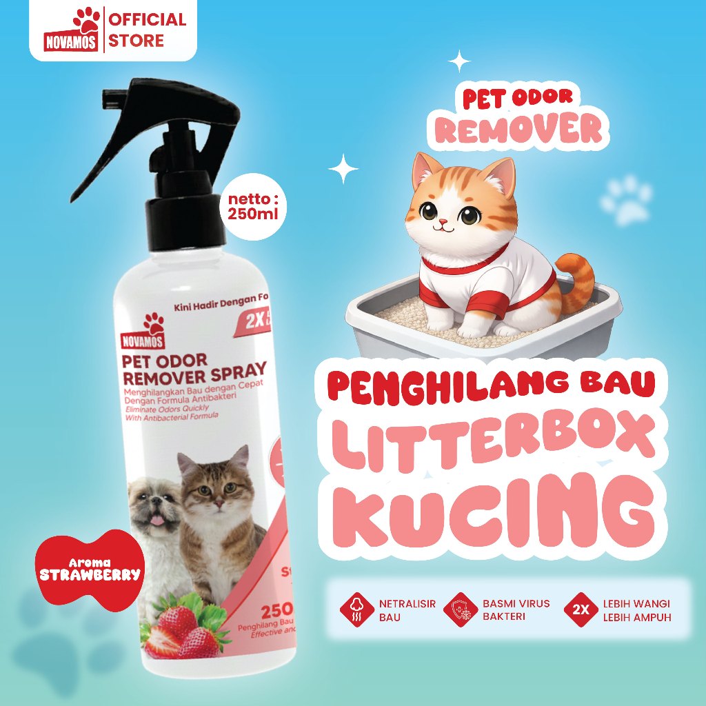 NOVAMOS Penghilang Bau Kotoran Kucing Penghilang Bau Pesing Kucing Penghilang Bau Kencing Kucing Amp