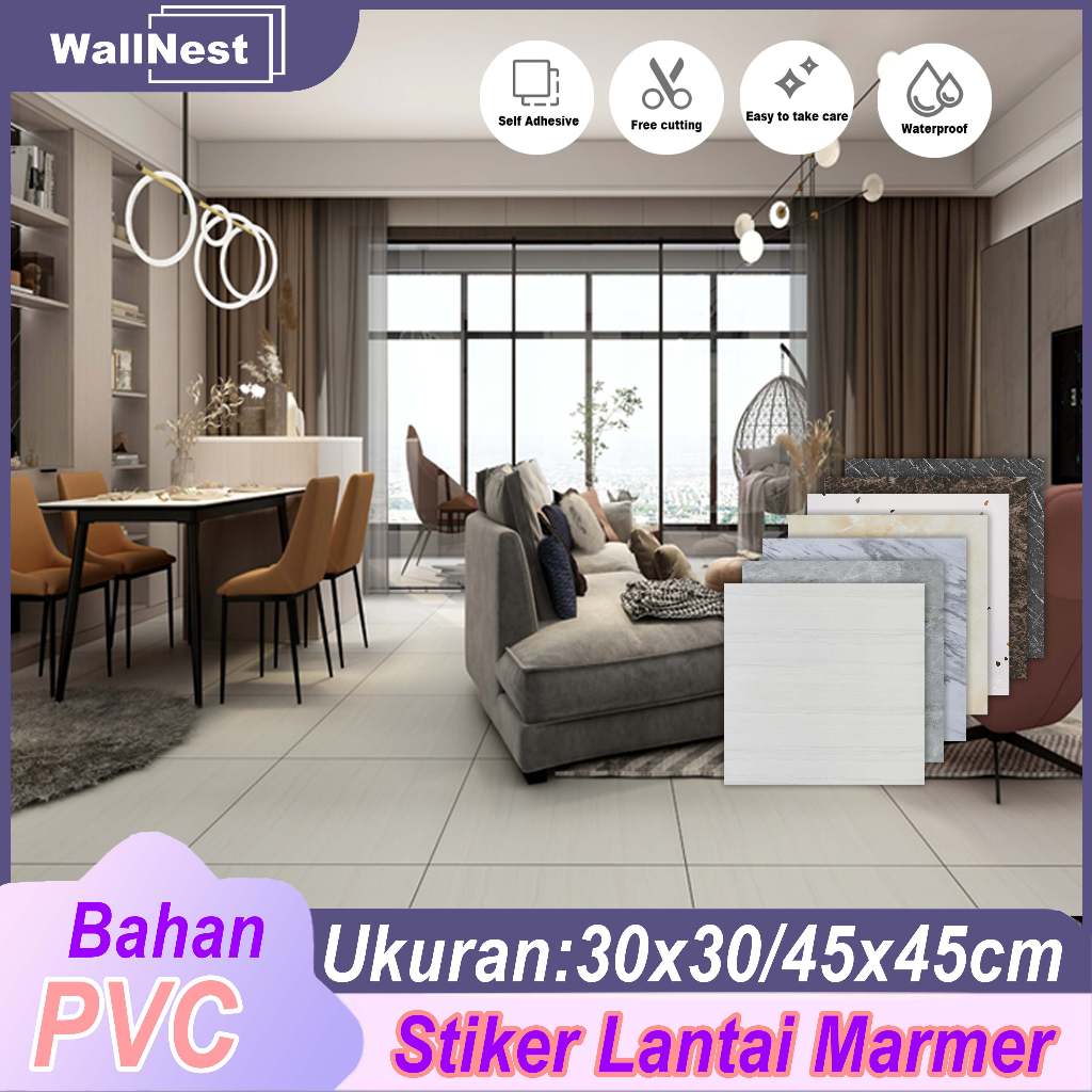 WallNest-Vinyl Sticker Lantai Marmer Granit 30x30cm/45x45cm Vinyl lantai Marbel Wallpaper Lantai Vin