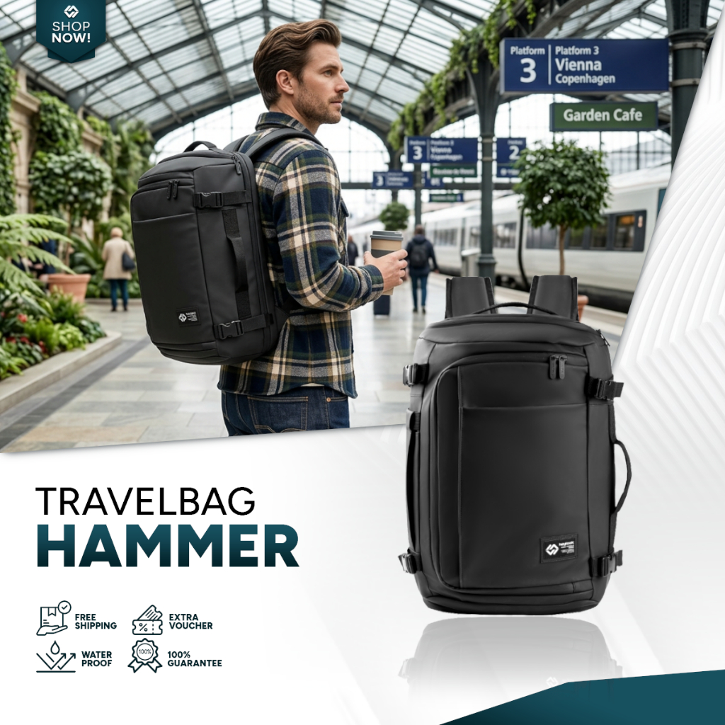 HEYLOOK Travelbag HAMMER Pria Multyfungsi 3 in 1 Duffle Bag Backpack Travel Bag Tas Koper Tas Fitnes