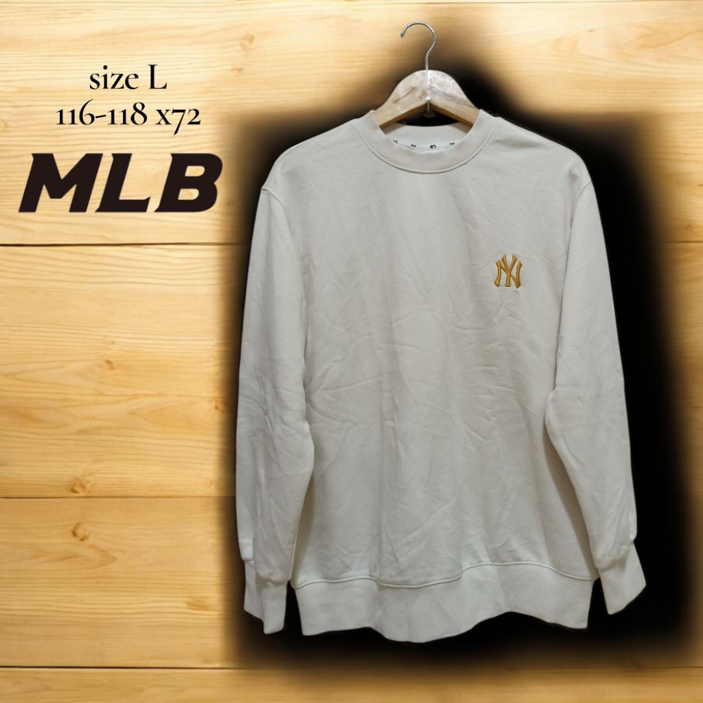 crewneck sweatshirt mlb ny big logo cream sz L