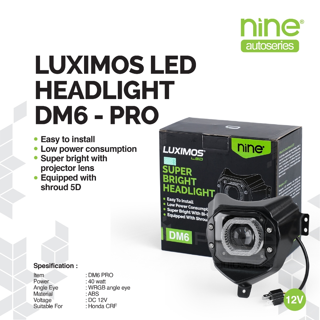LUXIMOS 1 SET Lampu Daymaker Biled Honda CRF 40W H4 PNP Reflektor Biled Shroud WRGB Angle Eye DM6PRO