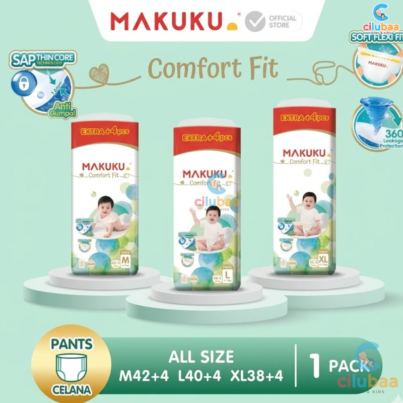 MAKUKU SAP Diapers Comfort FIT PANTS Jumbo Pack M42 L40 XL38 XXL38 Popok Bayi Tipis Sekali Pakai