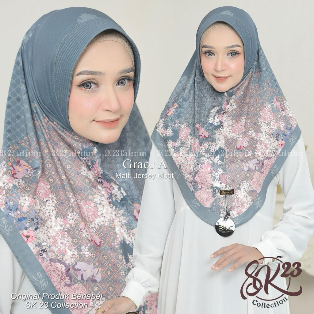 SK GRACE A // HIJAB KHIMAR MOTIF BUNGA GRACE BY SK 23 COLLECTION