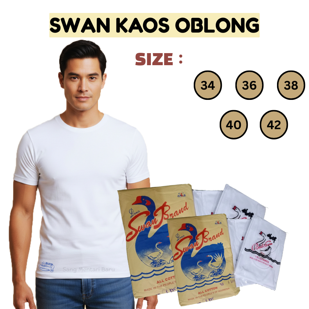 Swan Brand Kaos Pria / Kaos Dalam Oblong Pria Swan Brand/ Swan Brand Kaos Pria Putih